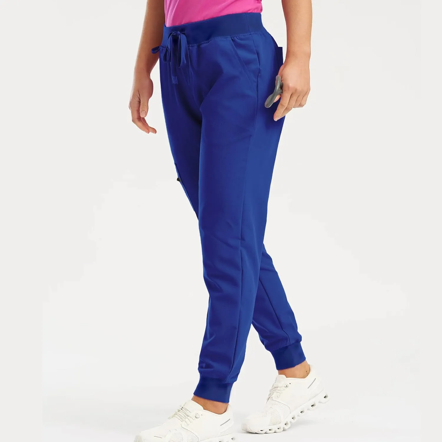 Womens Scrub Pants - Soft Stretch Yoga Style with Pockets, Slim Drawstring Jogger Scrubs