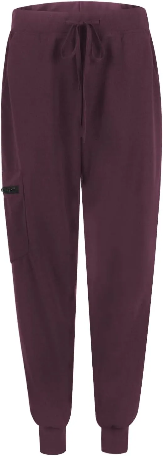 Womens Scrub Pants - Soft Stretch Yoga Style with Pockets, Slim Drawstring Jogger Scrubs