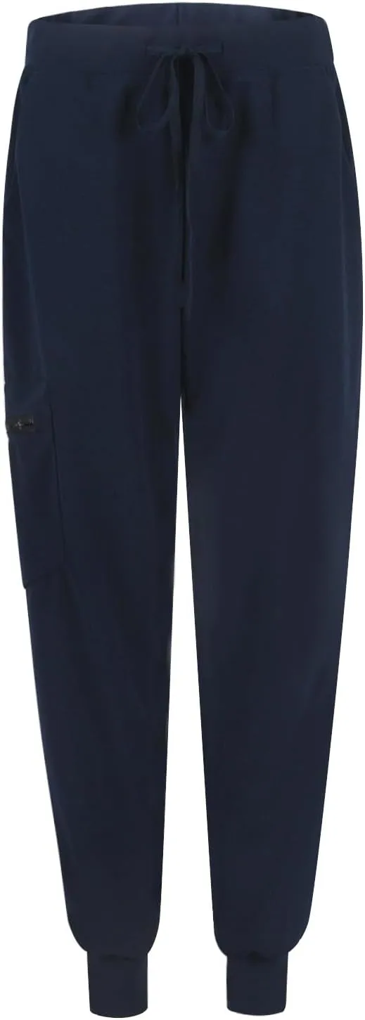 Womens Scrub Pants - Soft Stretch Yoga Style with Pockets, Slim Drawstring Jogger Scrubs