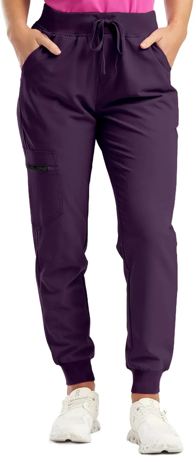 Womens Scrub Pants - Soft Stretch Yoga Style with Pockets, Slim Drawstring Jogger Scrubs