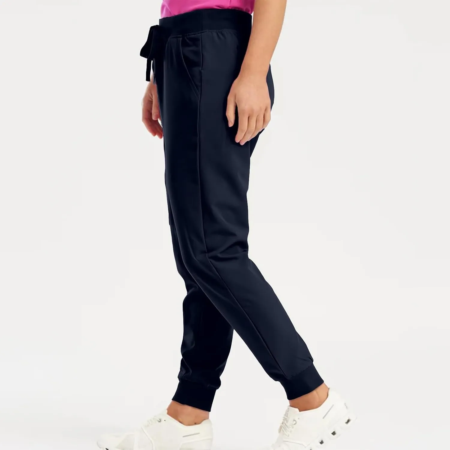 Womens Scrub Pants - Soft Stretch Yoga Style with Pockets, Slim Drawstring Jogger Scrubs