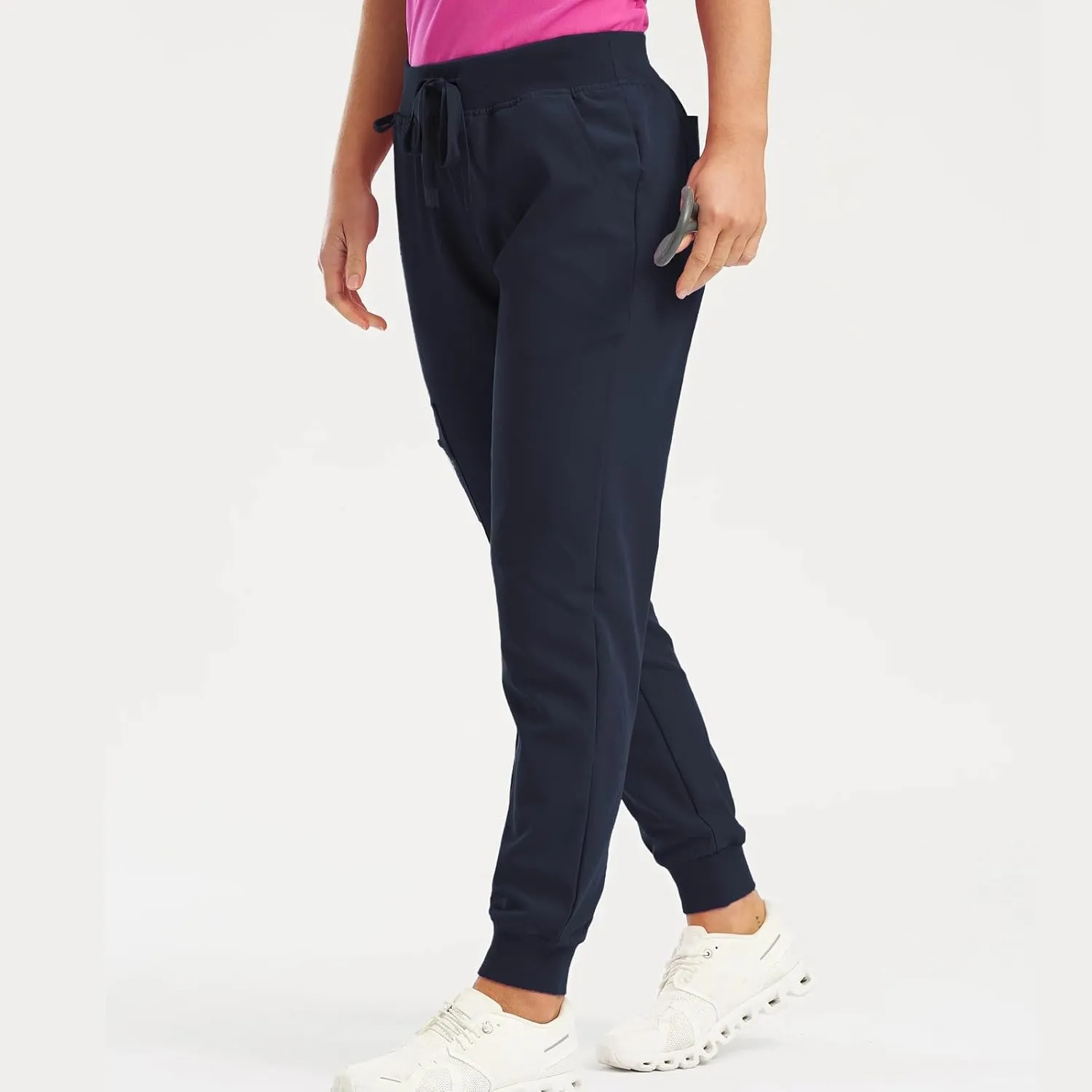 Womens Scrub Pants - Soft Stretch Yoga Style with Pockets, Slim Drawstring Jogger Scrubs