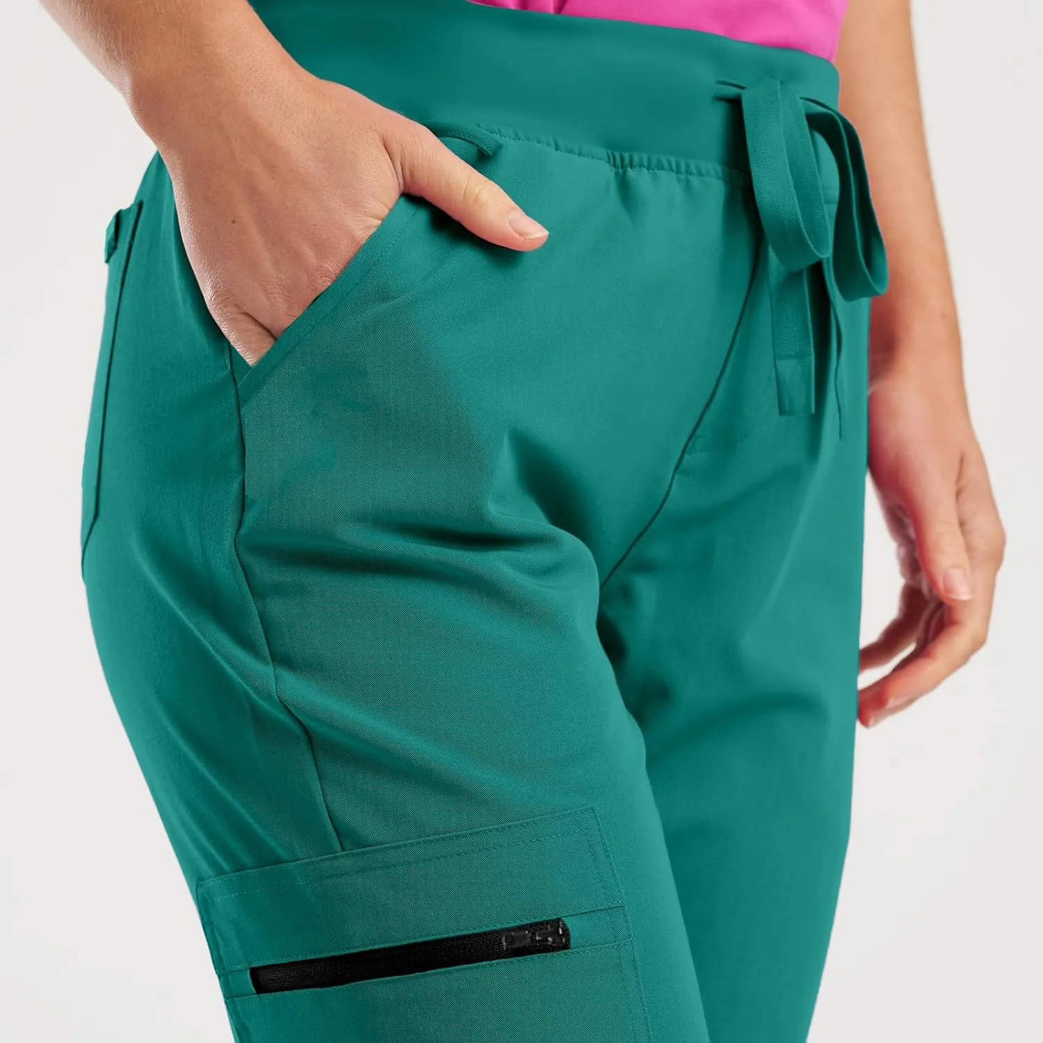 Womens Scrub Pants - Soft Stretch Yoga Style with Pockets, Slim Drawstring Jogger Scrubs