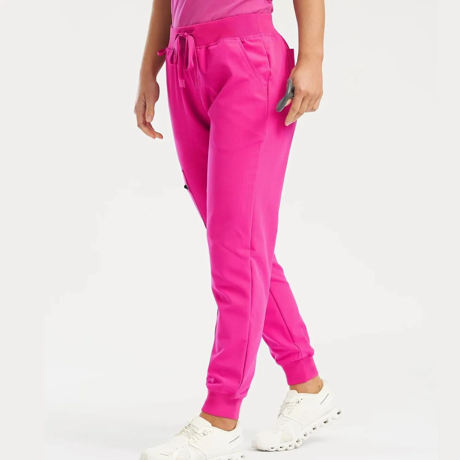 Womens Scrub Pants - Soft Stretch Yoga Style with Pockets, Slim Drawstring Jogger Scrubs
