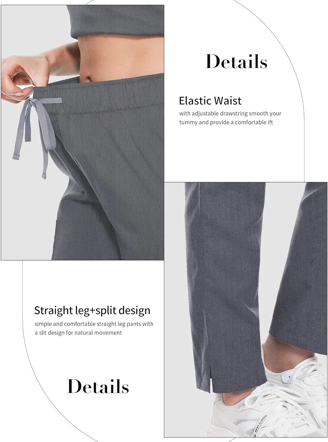 Women's Scrub Pants with 8 Pocket-On Elastic WAIS Drawstring Cargo Pants-Soft Stretch Jogger Scrubs Bottoms for Nurse