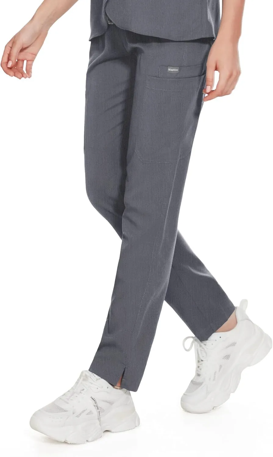 Women's Scrub Pants with 8 Pocket-On Elastic WAIS Drawstring Cargo Pants-Soft Stretch Jogger Scrubs Bottoms for Nurse