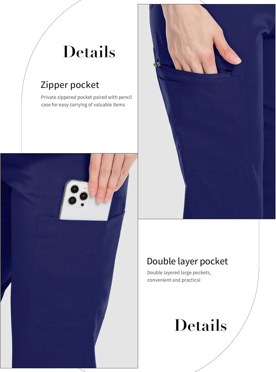 Women's Scrub Pants with 8 Pocket-On Elastic WAIS Drawstring Cargo Pants-Soft Stretch Jogger Scrubs Bottoms for Nurse