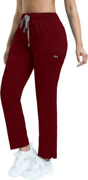 Women's Scrub Pants with 8 Pocket-On Elastic WAIS Drawstring Cargo Pants-Soft Stretch Jogger Scrubs Bottoms for Nurse