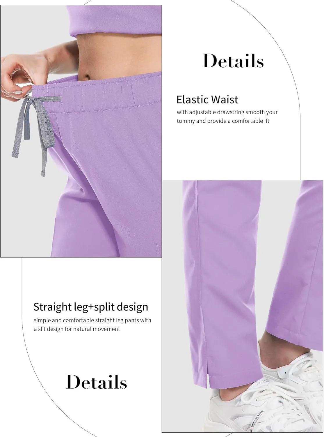 Women's Scrub Pants with 8 Pocket-On Elastic WAIS Drawstring Cargo Pants-Soft Stretch Jogger Scrubs Bottoms for Nurse