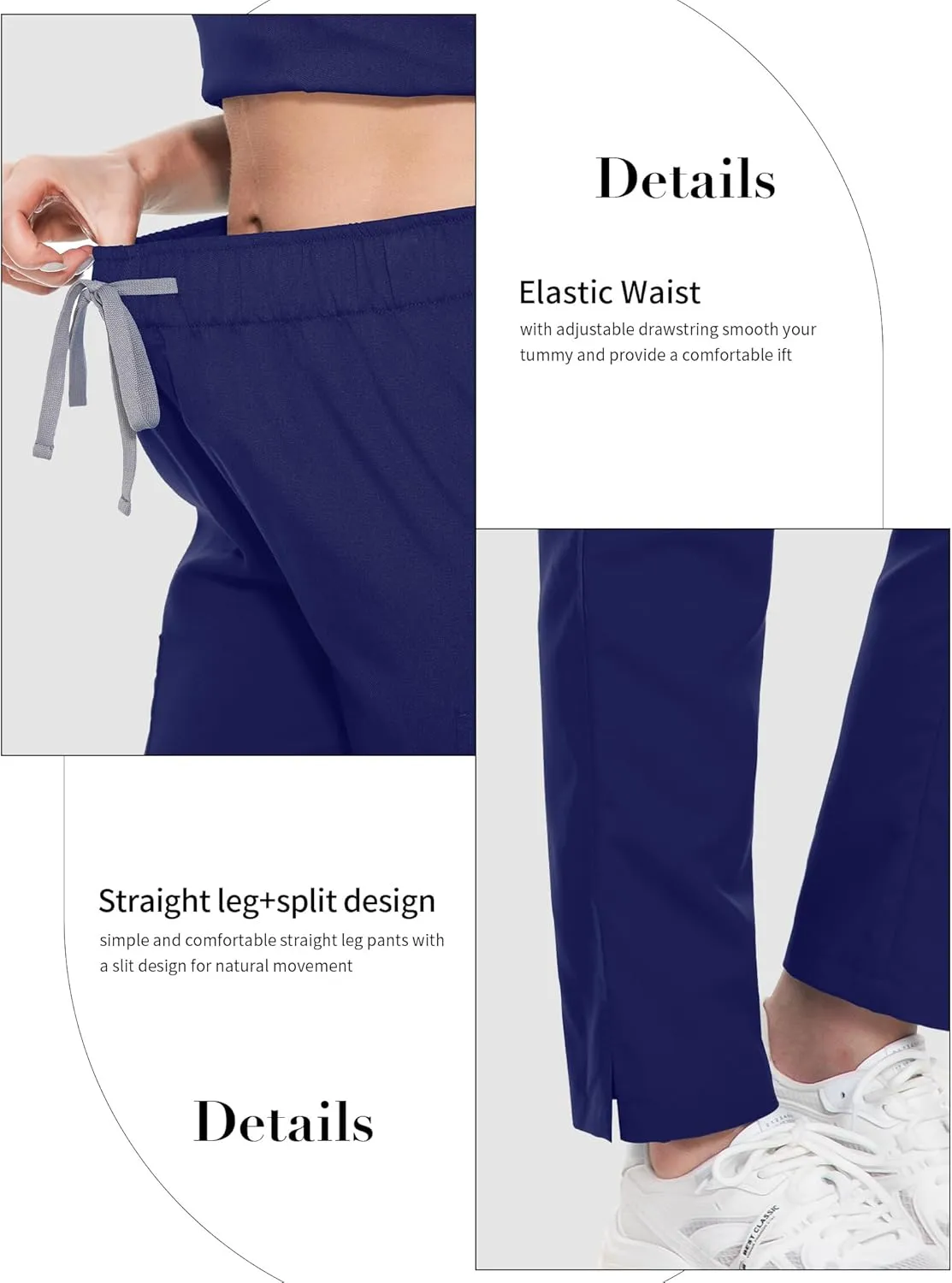 Women's Scrub Pants with 8 Pocket-On Elastic WAIS Drawstring Cargo Pants-Soft Stretch Jogger Scrubs Bottoms for Nurse