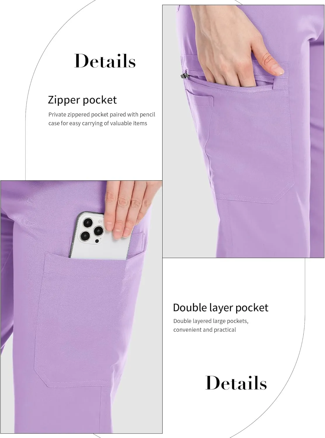 Women's Scrub Pants with 8 Pocket-On Elastic WAIS Drawstring Cargo Pants-Soft Stretch Jogger Scrubs Bottoms for Nurse