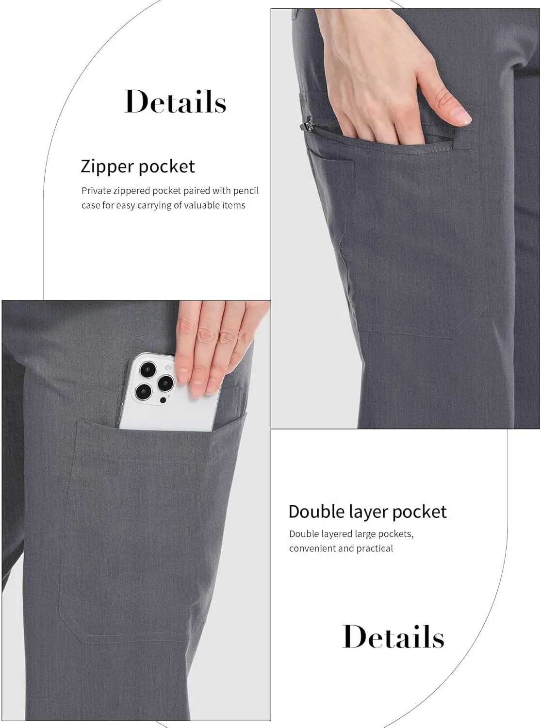 Women's Scrub Pants with 8 Pocket-On Elastic WAIS Drawstring Cargo Pants-Soft Stretch Jogger Scrubs Bottoms for Nurse