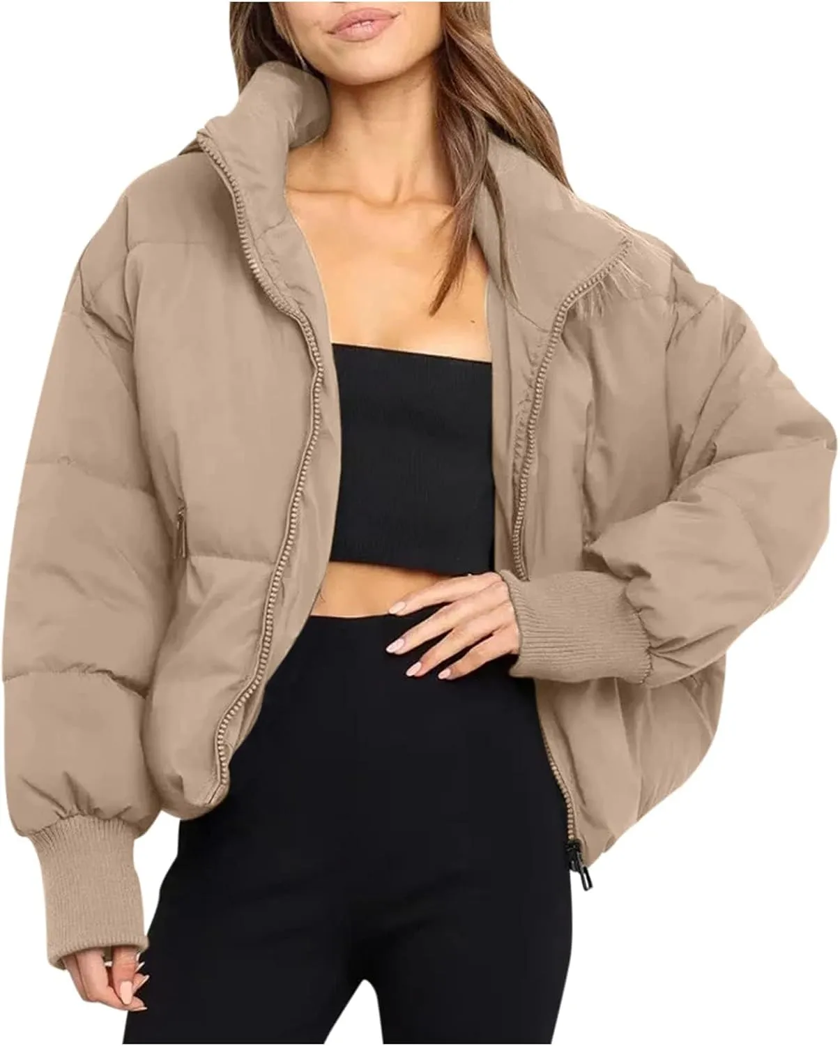 Womens Sherpa Lined Plus Size Hooded Raincoat Solid Color Thickened Windproof Fleece Jacket Loose Fit Long Padded Coat