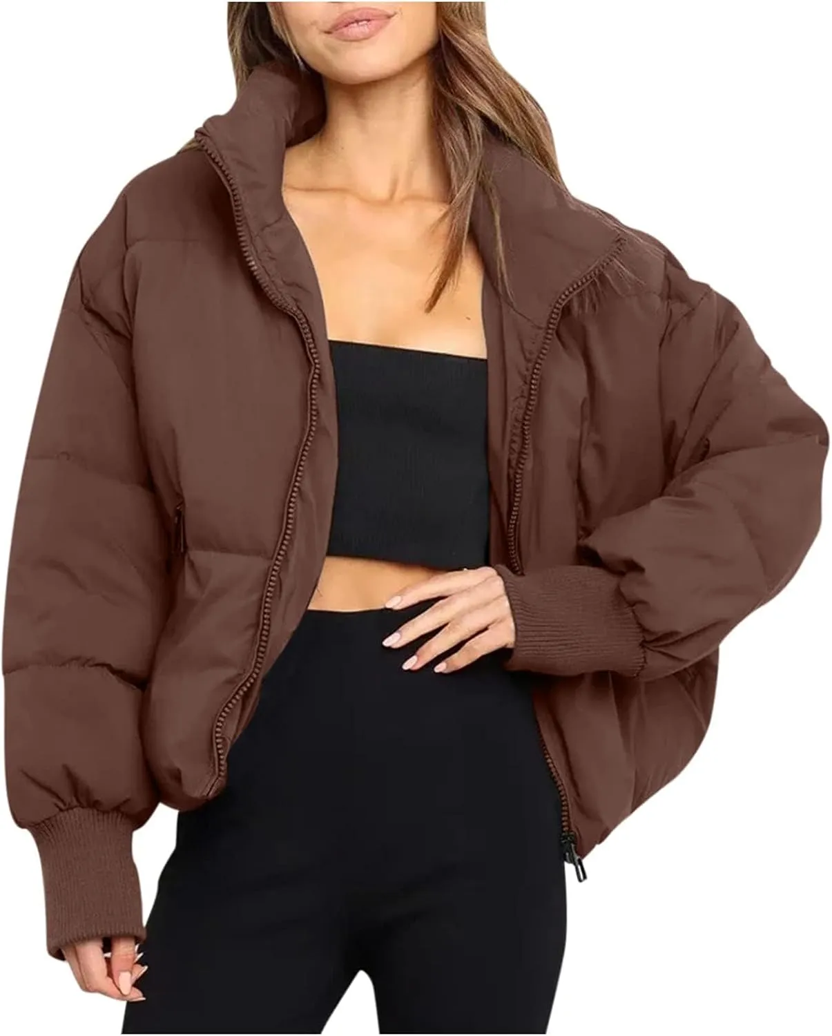 Womens Sherpa Lined Plus Size Hooded Raincoat Solid Color Thickened Windproof Fleece Jacket Loose Fit Long Padded Coat