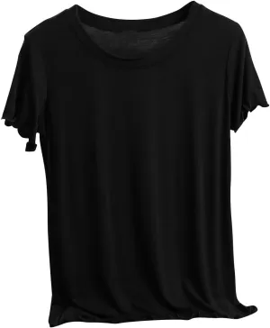 Womens Short Sleeve T Shirts Crewneck Summer Trendy 2025 Solid Basic Tee Tops Casual Summer Loose Fit Shirts