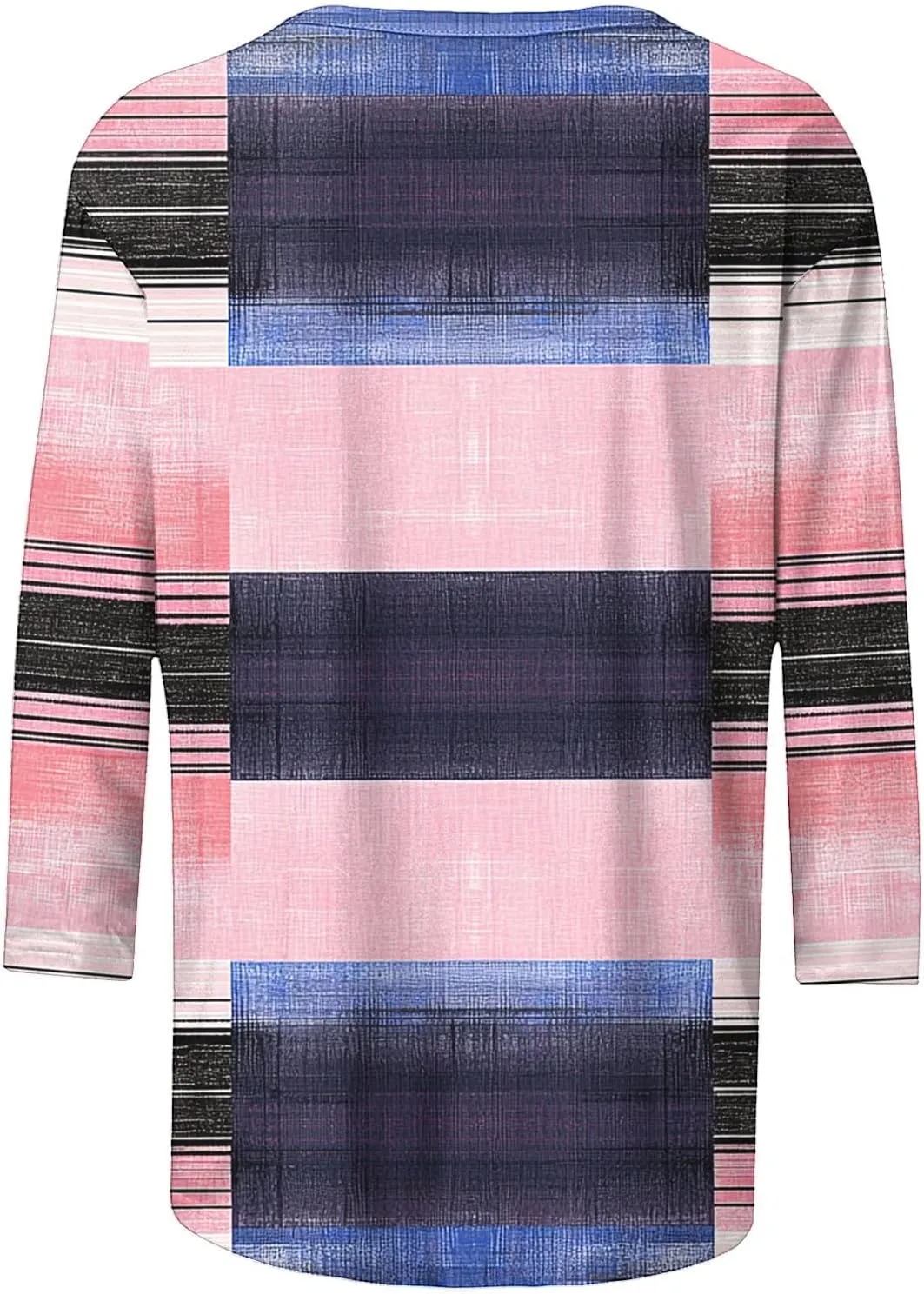 Womens Striped Tops Color Block Shirts Plus Size Casual Loose Fit Crewneck Tshirts Spring Summer 3/4 Sleeve Tees