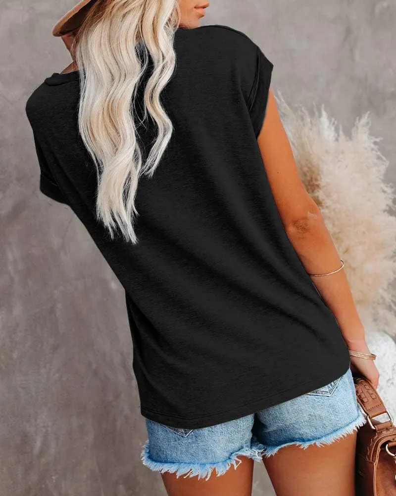 Women's Summer Casual Tops Cap Sleeve Oversized T Shirts Loose Fit Blouses