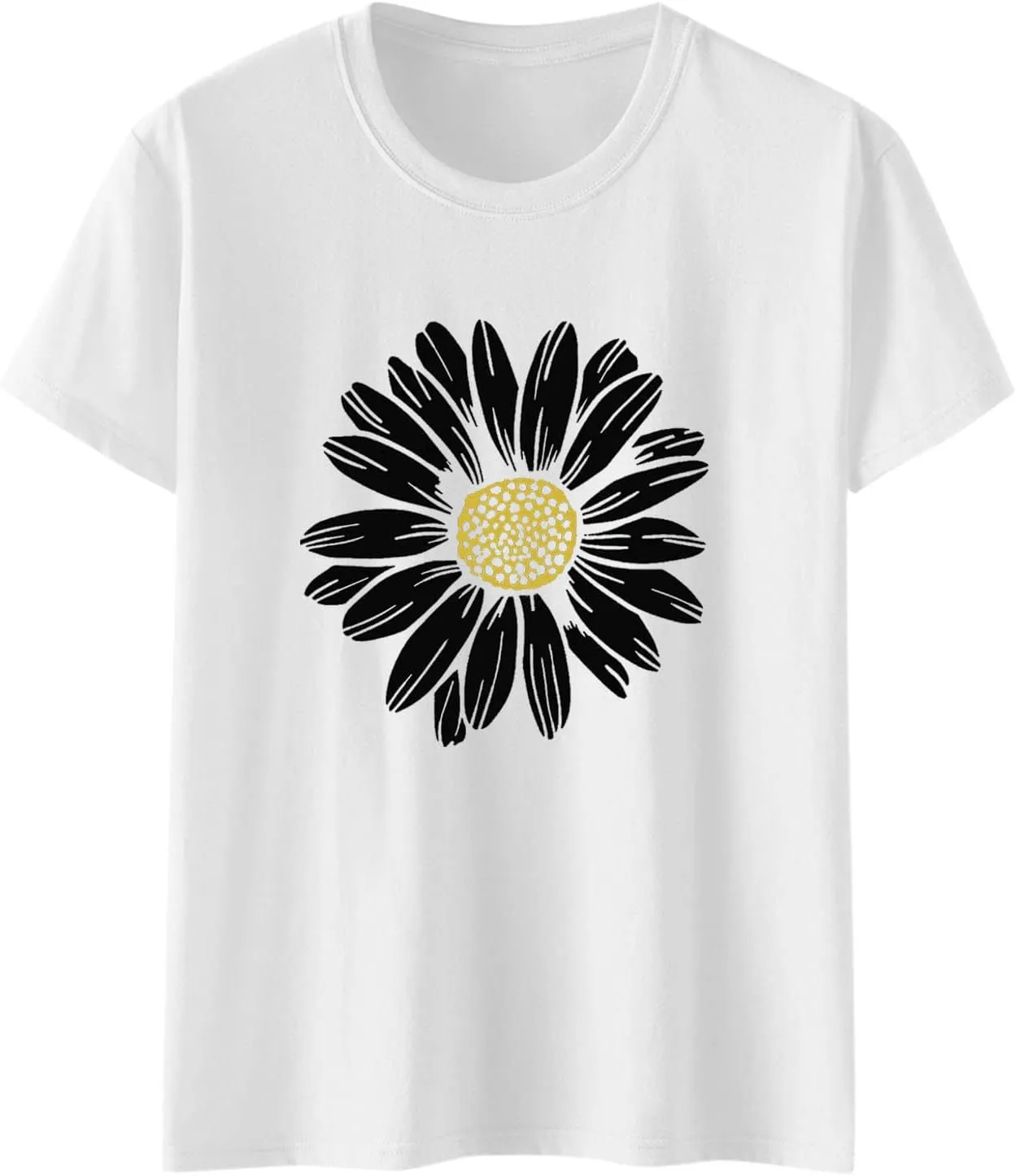Women's Summer Sunflower T Shirt Cute Flower Graphic Loose Tees Crew Neck Short Sleeve Casual Tops