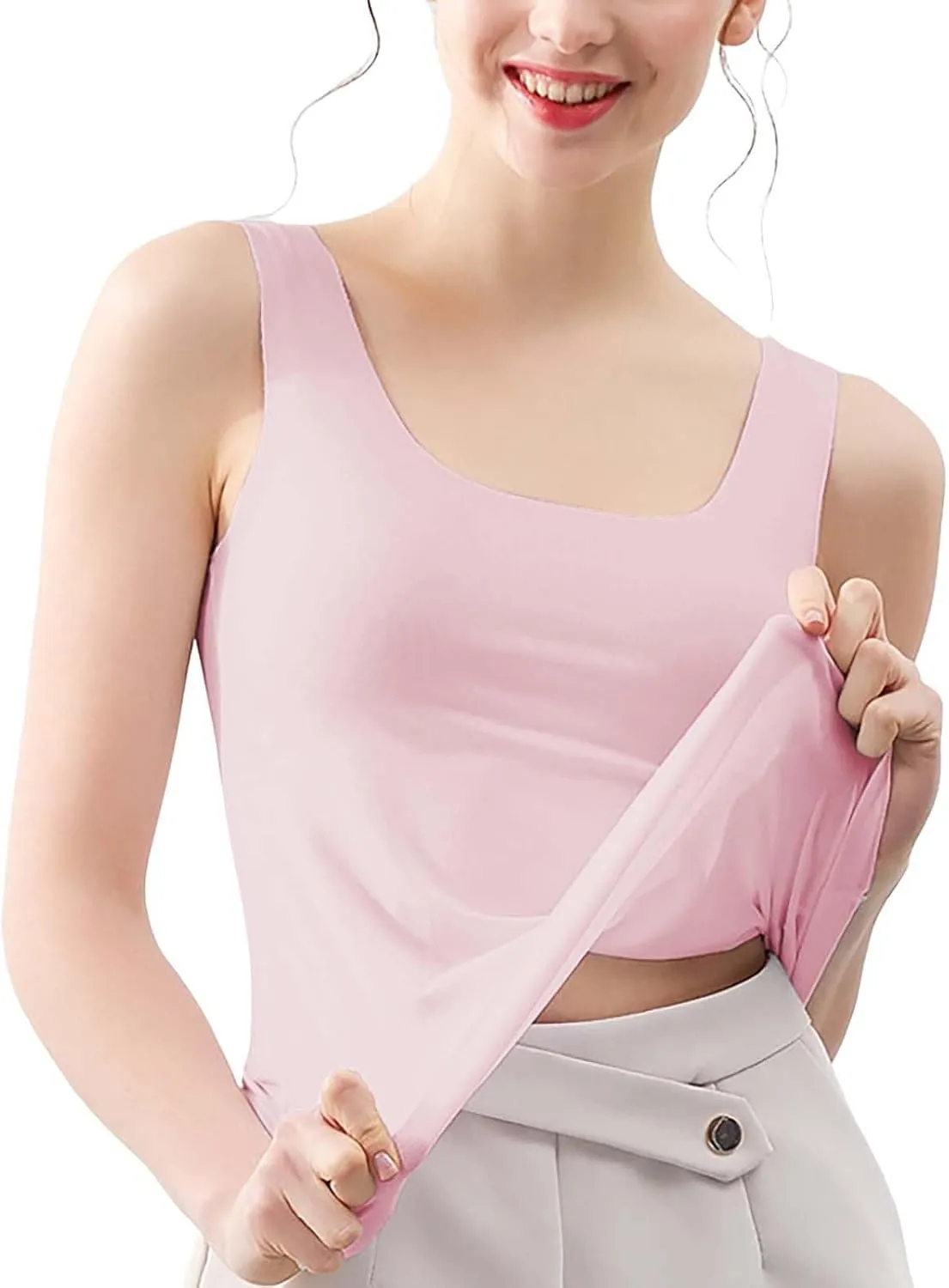 Women's Tank Top Summer Seamless Cooling Silk Undershirt Sleeveless Functional Shirt for Yoga, Sports & Everyday Use
