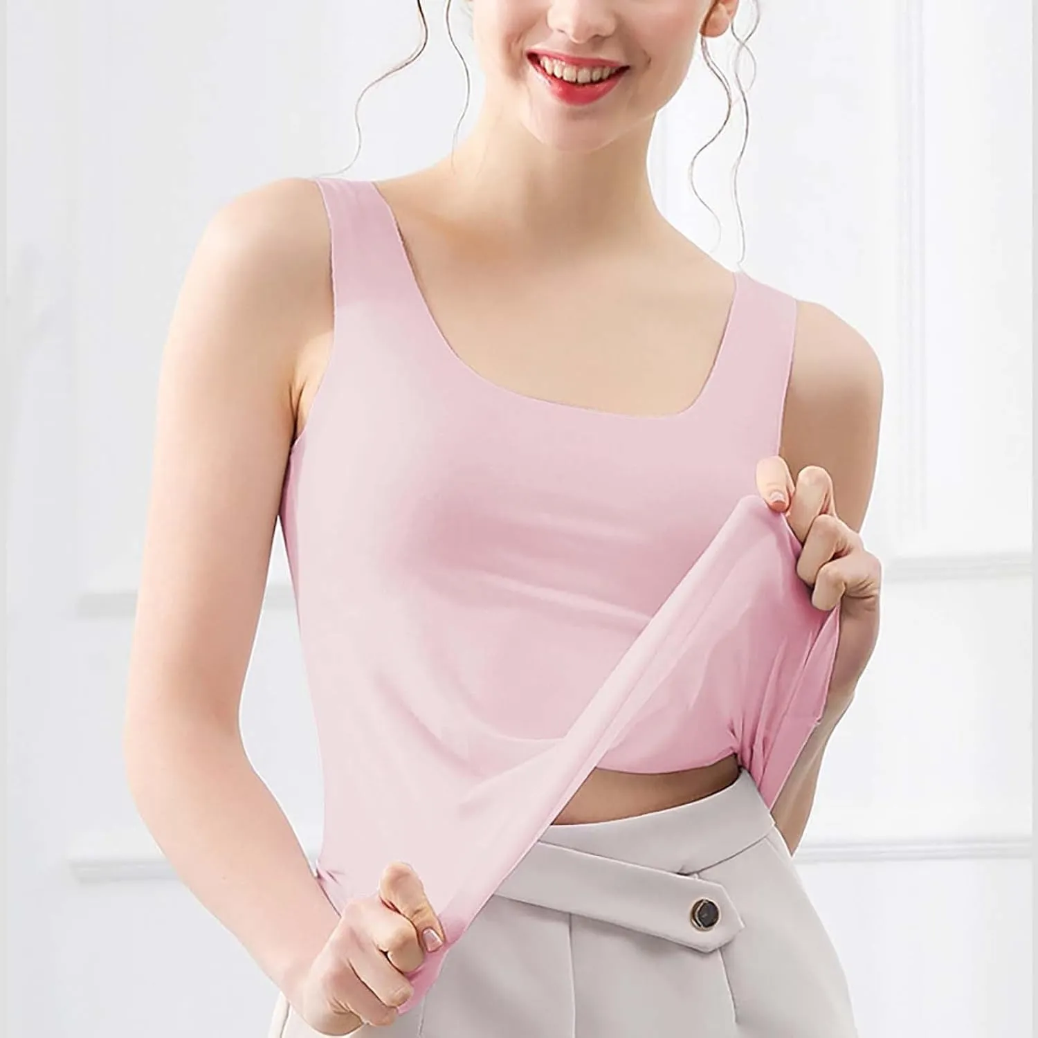 Women's Tank Top Summer Seamless Cooling Silk Undershirt Sleeveless Functional Shirt for Yoga, Sports & Everyday Use
