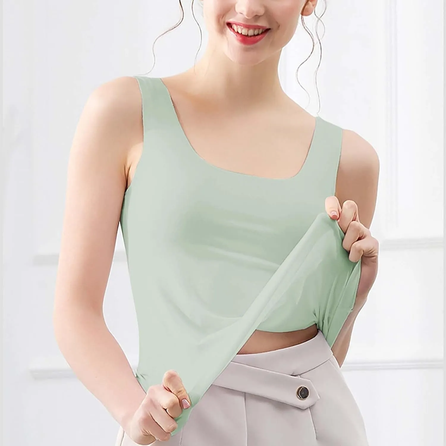 Women's Tank Top Summer Seamless Cooling Silk Undershirt Sleeveless Functional Shirt for Yoga, Sports & Everyday Use
