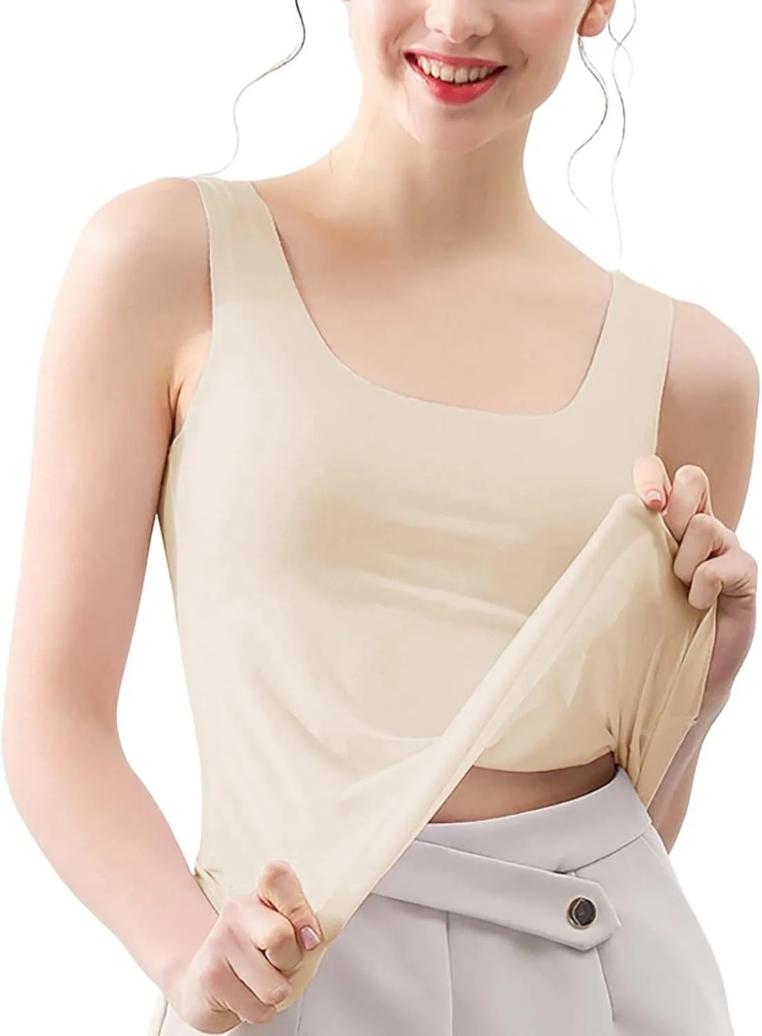 Women's Tank Top Summer Seamless Cooling Silk Undershirt Sleeveless Functional Shirt for Yoga, Sports & Everyday Use