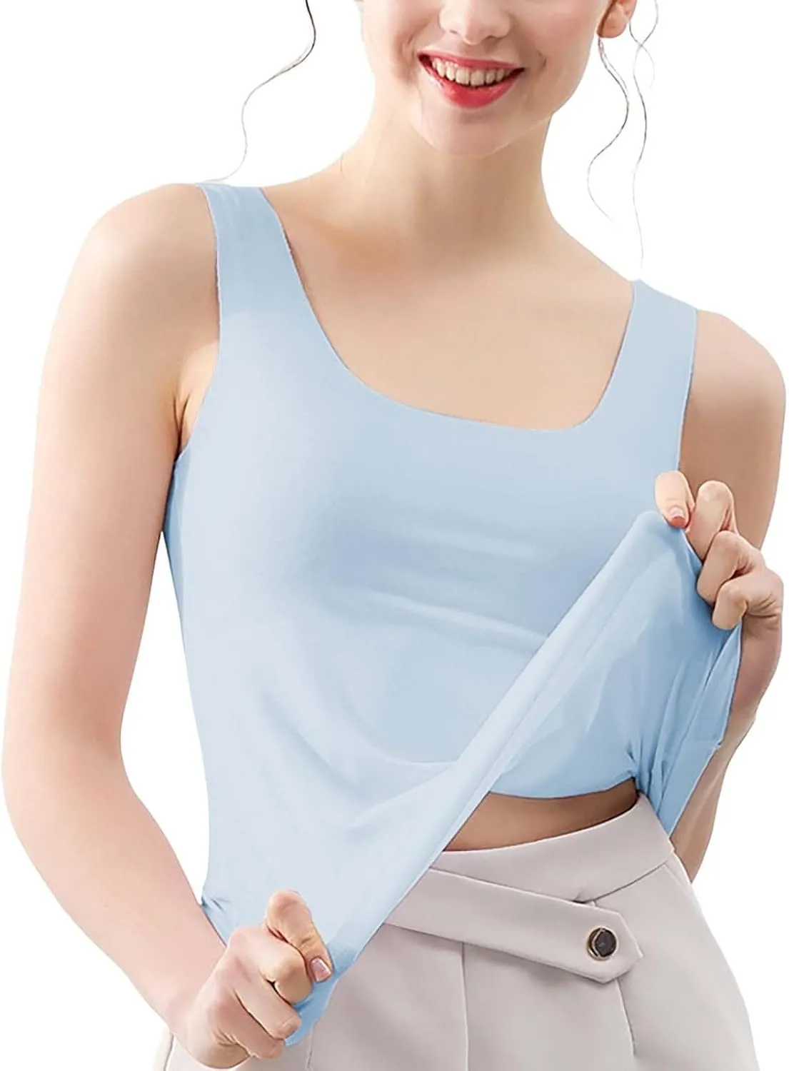 Women's Tank Top Summer Seamless Cooling Silk Undershirt Sleeveless Functional Shirt for Yoga, Sports & Everyday Use