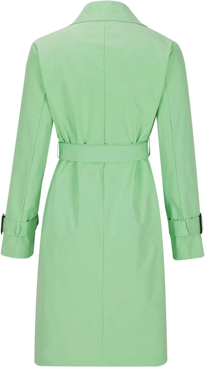 Womens Trench Coat Double Breasted Lapel Collar Long Coats Casual Windbreaker Jacket Trendy Overcoat with Pockets