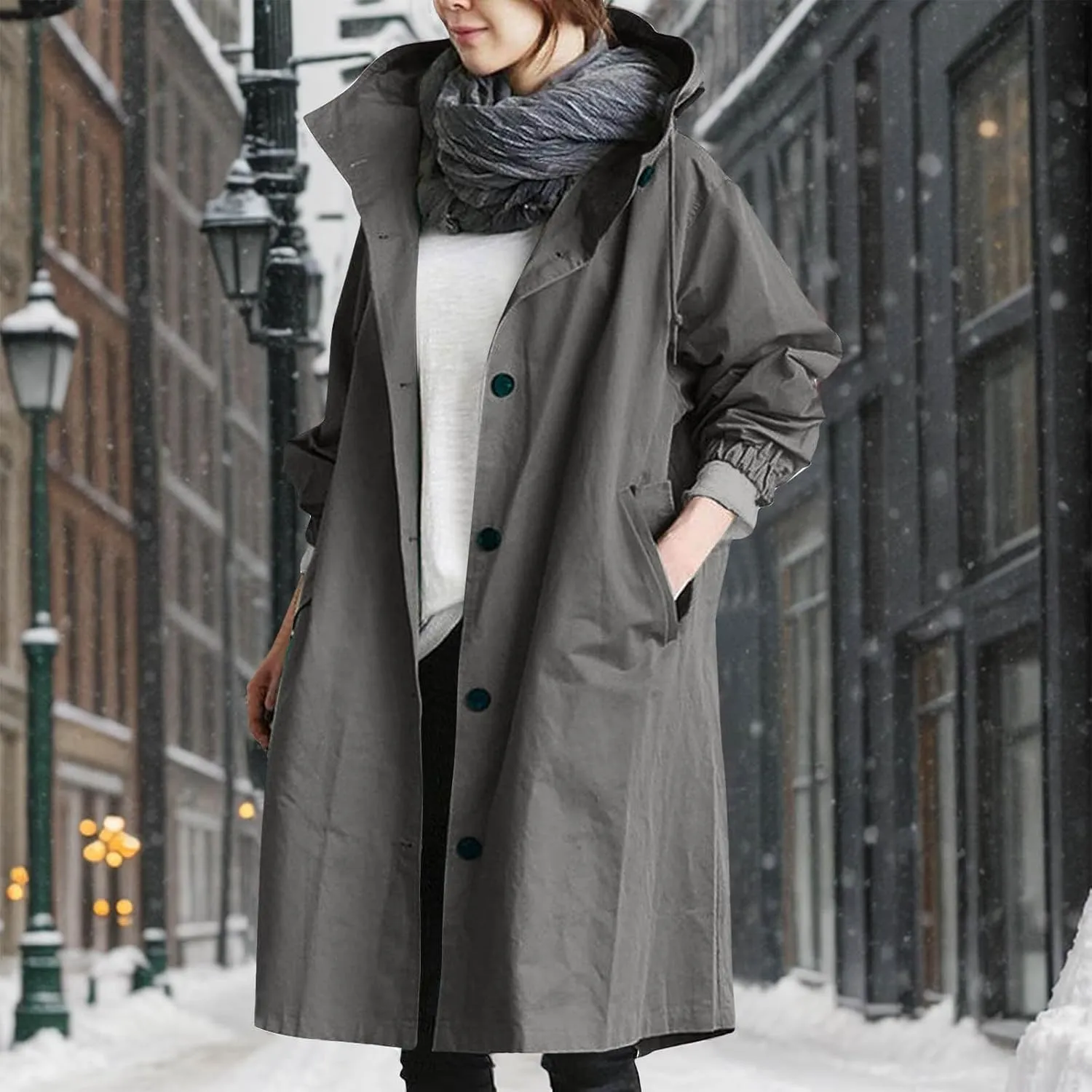 Women's Trench Jackets Rain Jacket Loose Winter Hooded Oversized Elegant Windbreaker Comfortable Coat Outwear