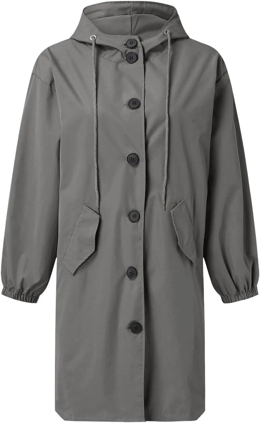 Women's Trench Jackets Rain Jacket Loose Winter Hooded Oversized Elegant Windbreaker Comfortable Coat Outwear