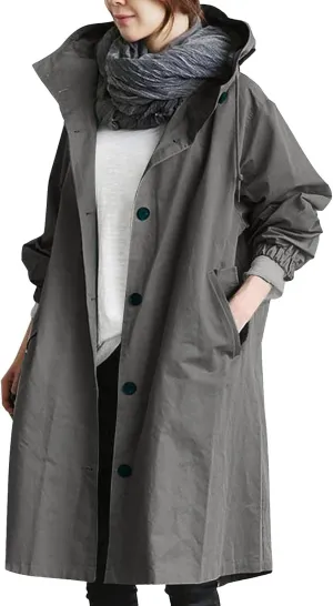 Women's Trench Jackets Rain Jacket Loose Winter Hooded Oversized Elegant Windbreaker Comfortable Coat Outwear
