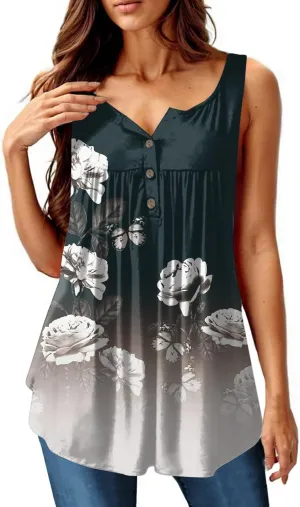 Womens Trendy Tank Tops 2025 Loose Fit Summer Sleeveless V Neck Button Down Shirt Casual Trendy Outfits Clothes