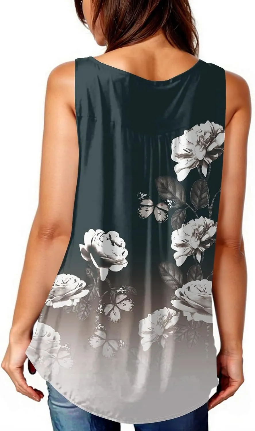 Womens Trendy Tank Tops 2025 Loose Fit Summer Sleeveless V Neck Button Down Shirt Casual Trendy Outfits Clothes