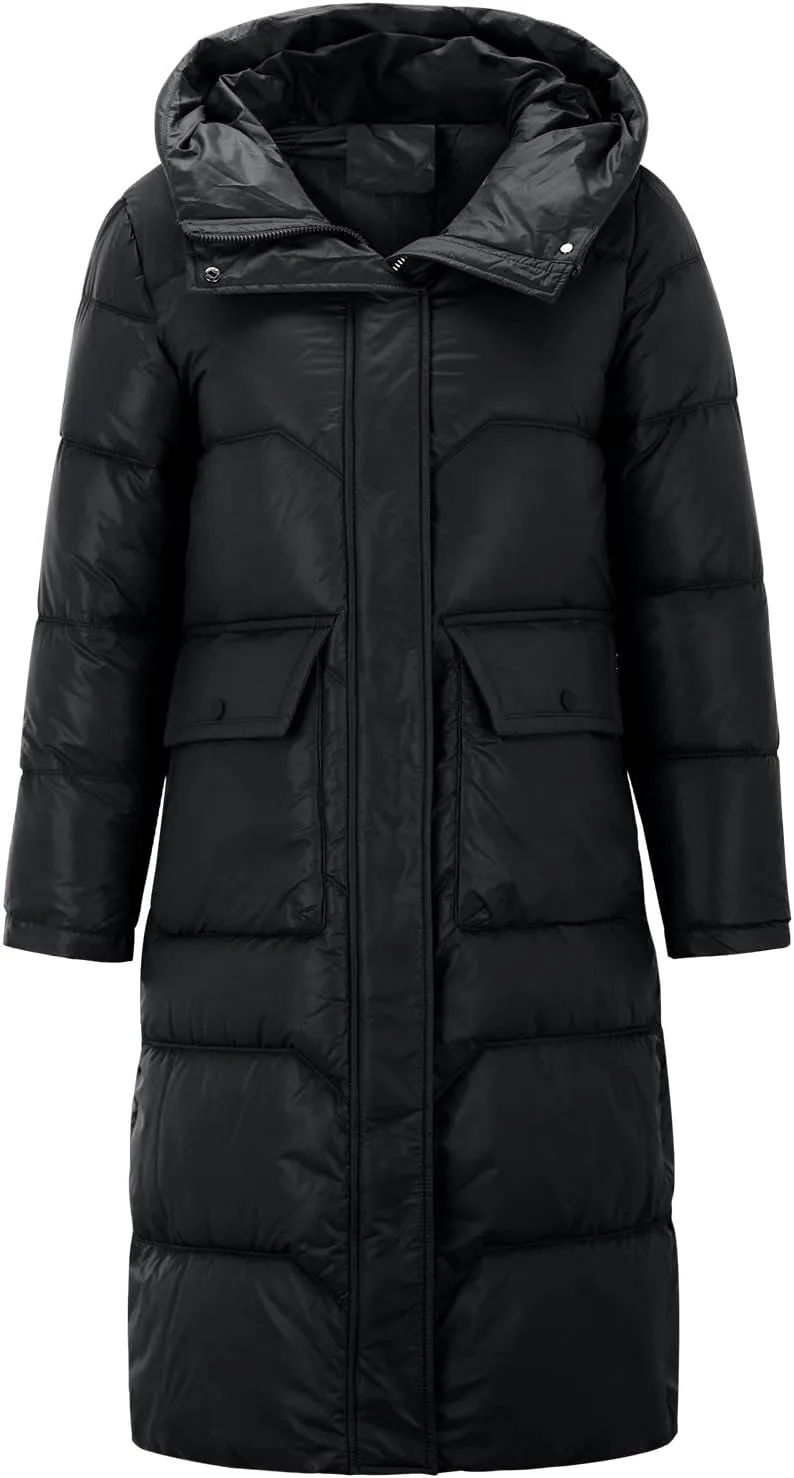 Womens Winter Coat Packable Zipper Puffer Jacket Oversized Long Sleeve Packable Down Parka Jackets With Pocket