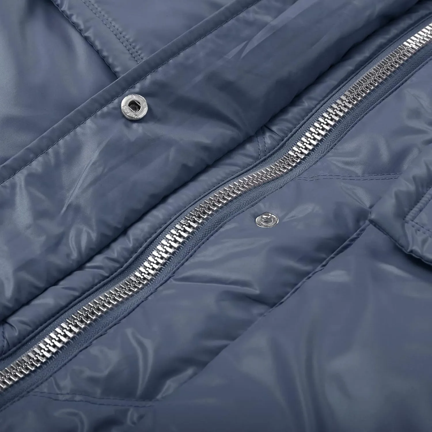 Womens Winter Coat Packable Zipper Puffer Jacket Oversized Long Sleeve Packable Down Parka Jackets With Pocket
