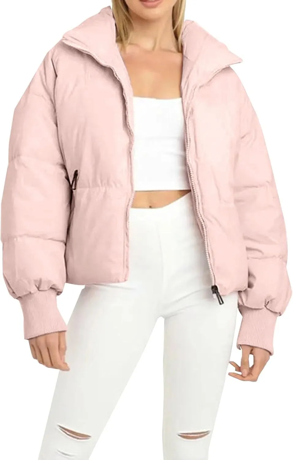 Womens Winter Coats Packable Full Zip Puffer Jackets Plus Size Long Sleeve Packable Down Parka With Pocket