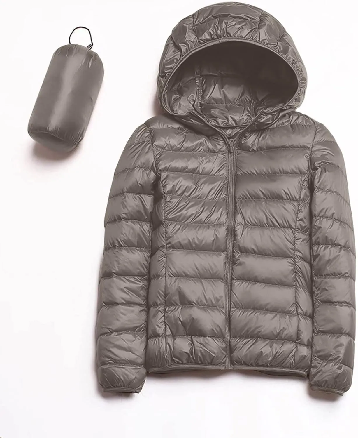Womens Winter Lightweight Packable Puffer Coats Slim Fit Windproof Quilted Hooded Down Jackets Outerwear with Pockets