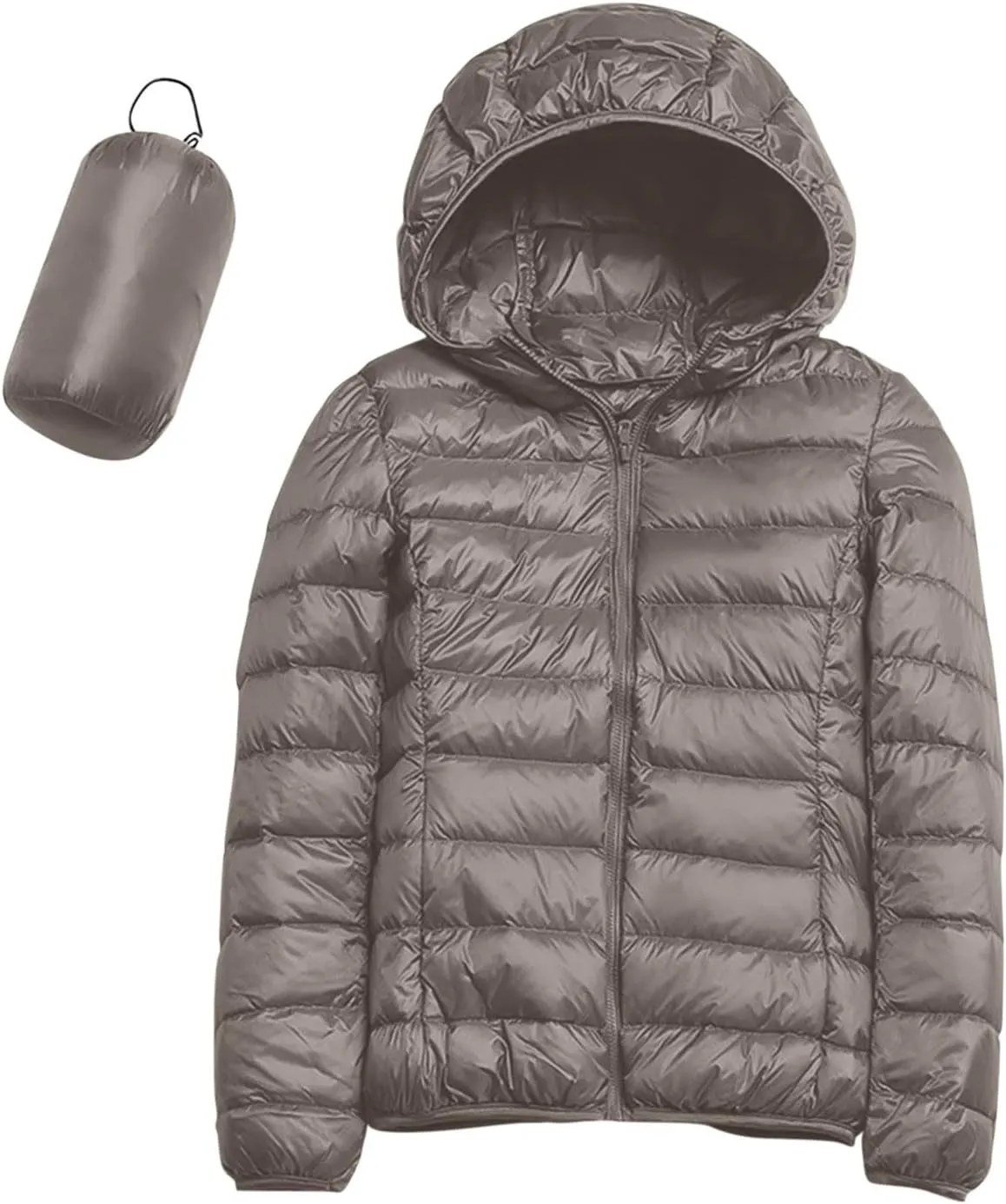 Womens Winter Lightweight Packable Puffer Coats Slim Fit Windproof Quilted Hooded Down Jackets Outerwear with Pockets