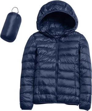 Womens Winter Quilted Jacket Slim Fit Short Down Jacket Cropped Warm Zip Puffer Coat Hooded Padded Puffer Coat