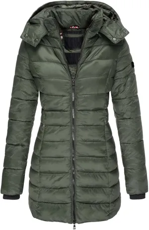 Women's WInter Warm Puffer Coats Lightweight Zipper Hooded Quilted Down Jackets Slim Fit Windproof Hiking Outerwear