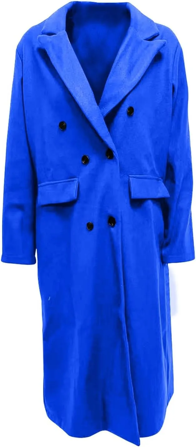 Women's Winter Wool Coat Casual Lapel Double-Breasted Peacoat Warm Jackets Trench Coat Outwear
