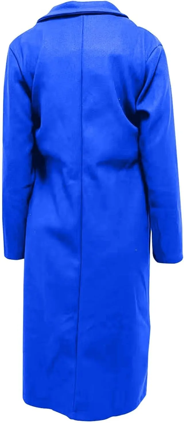 Women's Winter Wool Coat Casual Lapel Double-Breasted Peacoat Warm Jackets Trench Coat Outwear