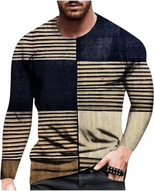Work Out Athletic Tshirts for Man Fall Summer Long Sleeve Boat Neck 3D Digital Print Camo Tops Shirt Man 2025