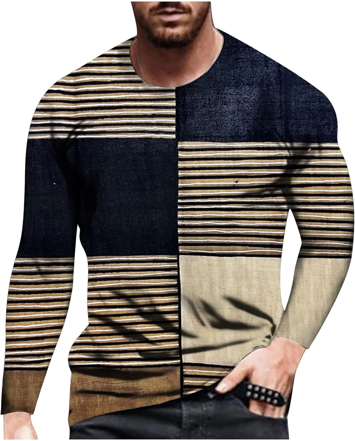 Work Out Athletic Tshirts for Man Fall Summer Long Sleeve Boat Neck 3D Digital Print Camo Tops Shirt Man 2025