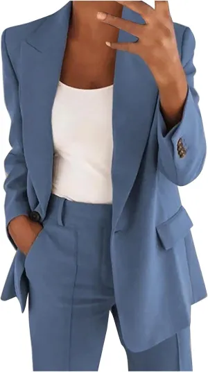 Work Outfits for Women Office Womens Casual Blazer 3/4 Sleeve Open Front Ruffle Work Office Cardigan Suit Jacket