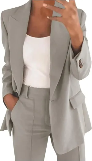 Work Outfits for Women Office Womens Casual Blazer 3/4 Sleeve Open Front Ruffle Work Office Cardigan Suit Jacket