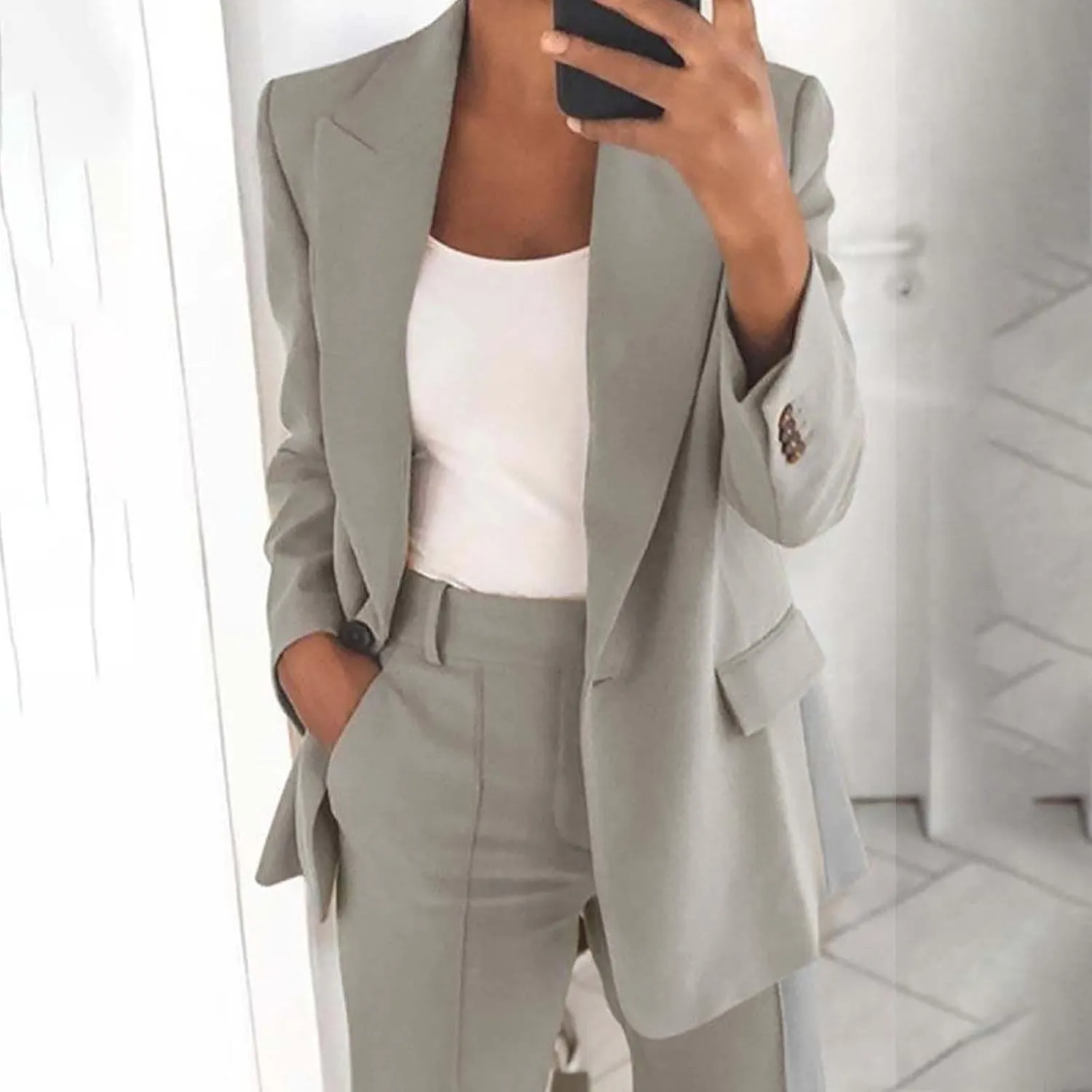 Work Outfits for Women Office Womens Casual Blazer 3/4 Sleeve Open Front Ruffle Work Office Cardigan Suit Jacket
