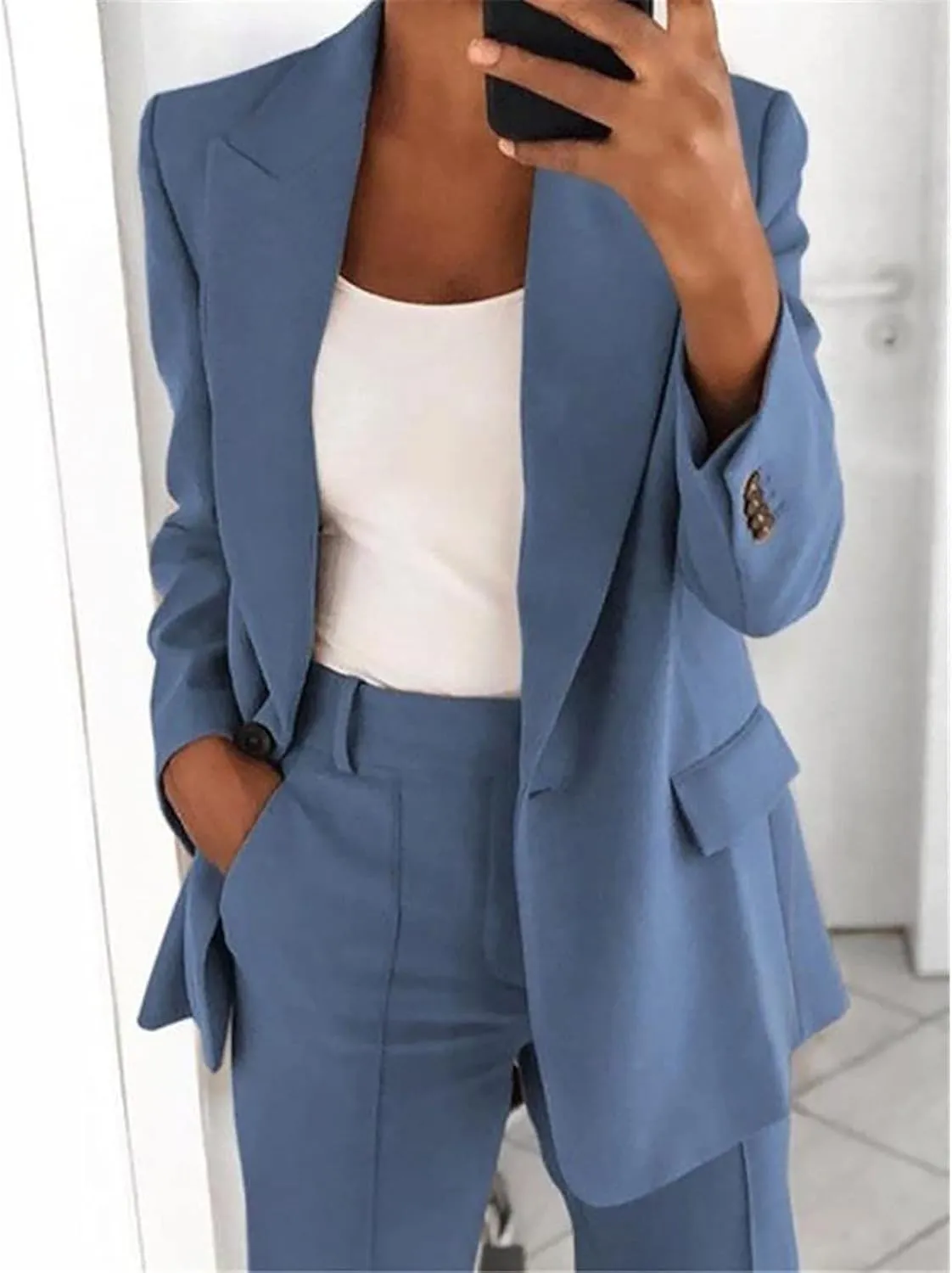 Work Outfits for Women Office Womens Casual Blazer 3/4 Sleeve Open Front Ruffle Work Office Cardigan Suit Jacket
