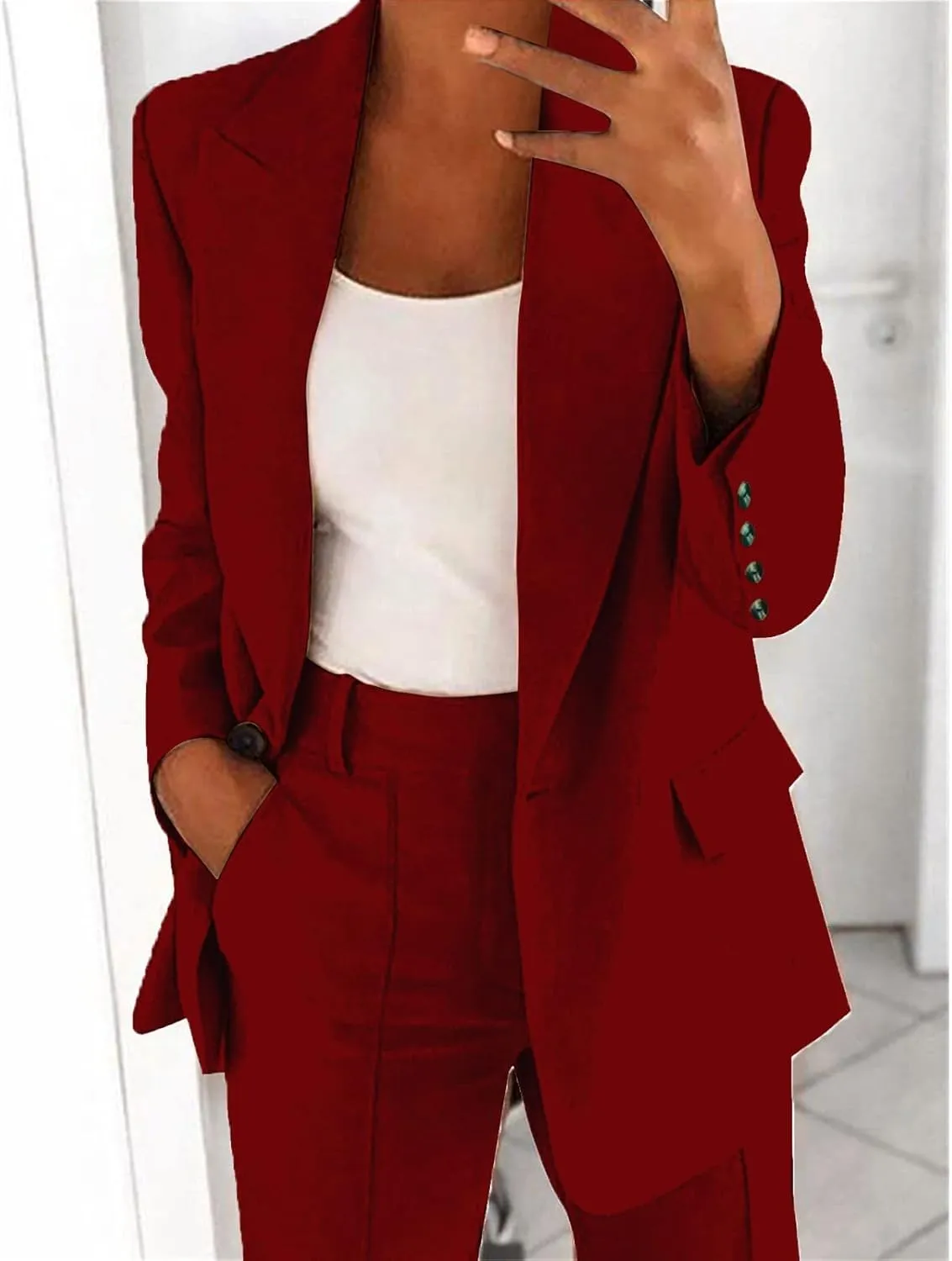Work Outfits for Women Office Womens Casual Blazer 3/4 Sleeve Open Front Ruffle Work Office Cardigan Suit Jacket