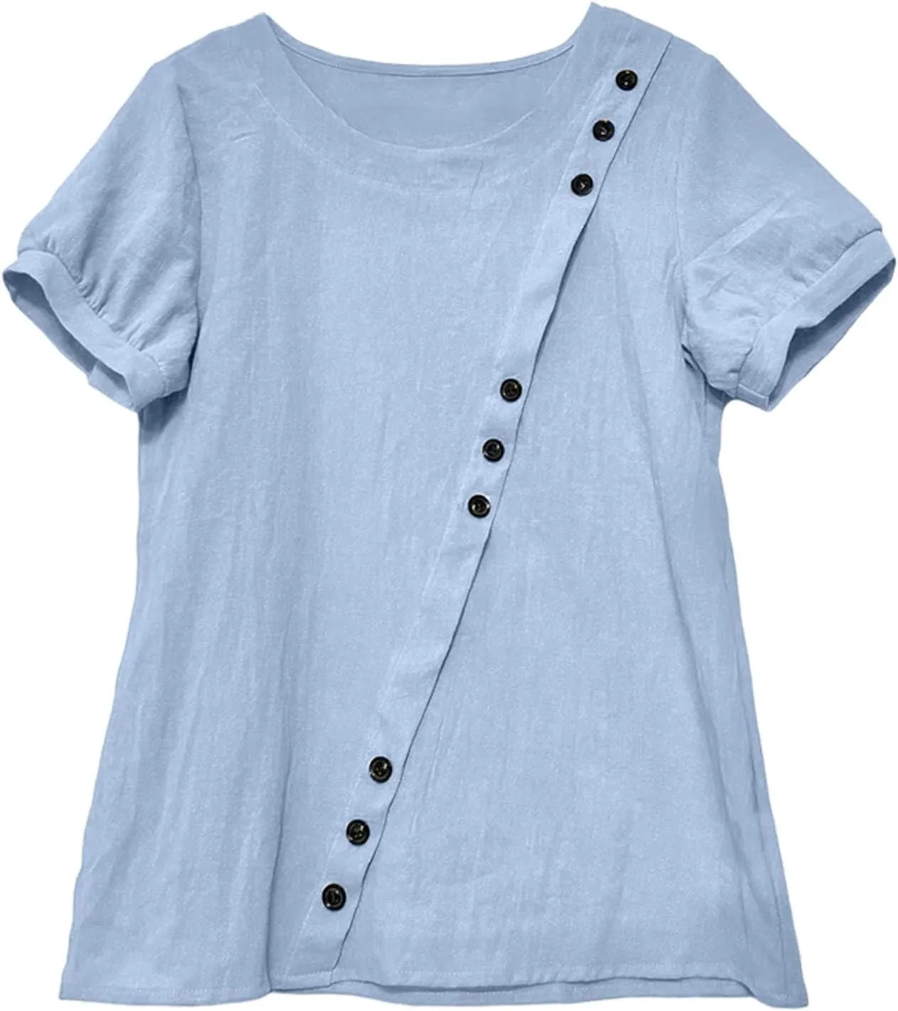 Workout Tops for Women Plus Size Oversized Crew Neck Linen Tops for Women Short Sleeve Cotton Blend Tee Shirts